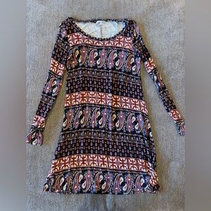 Black red and white patterned dress